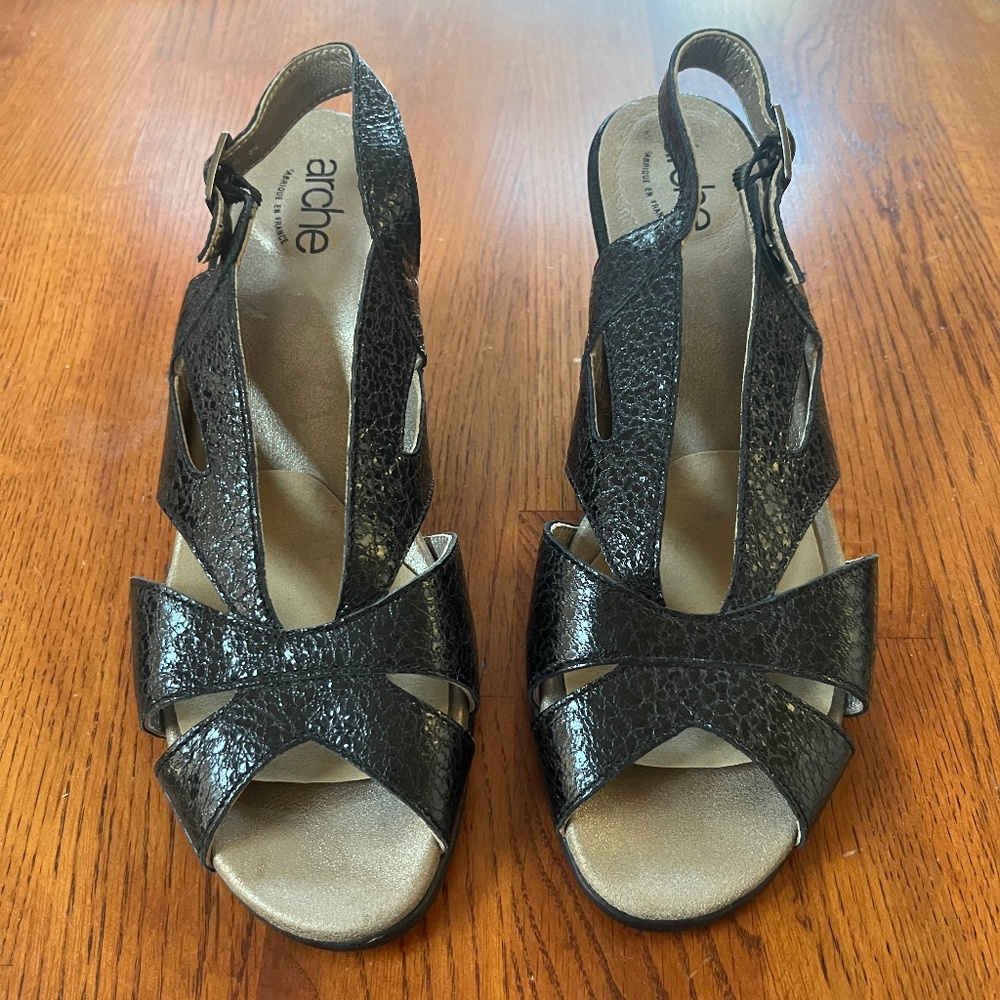 Arche Shoes Womens 37 US 6.5 Slingback Leather Sandals Comfort France Low Heel
